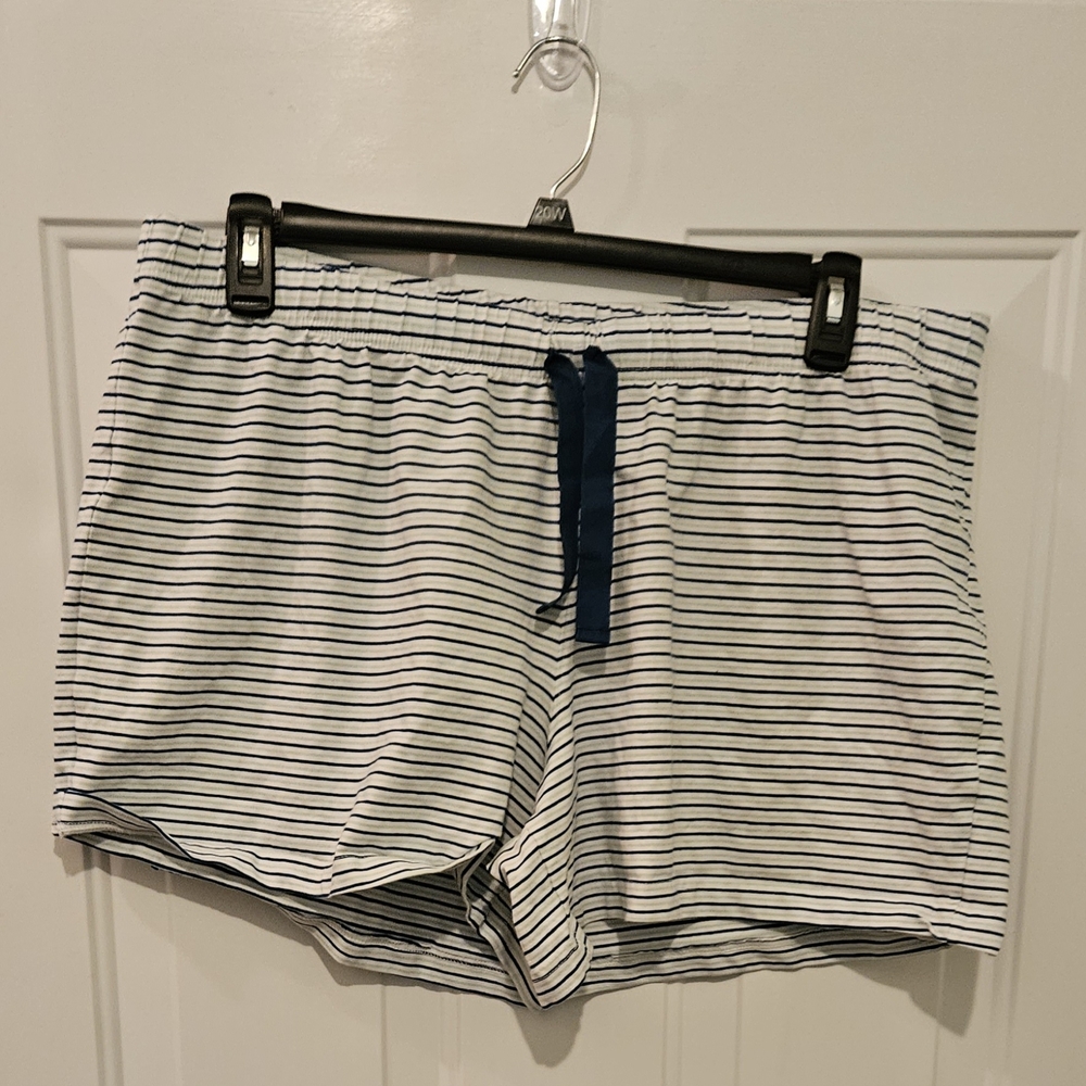 Lands' End Blue and White Pajama Shorts with Stripes